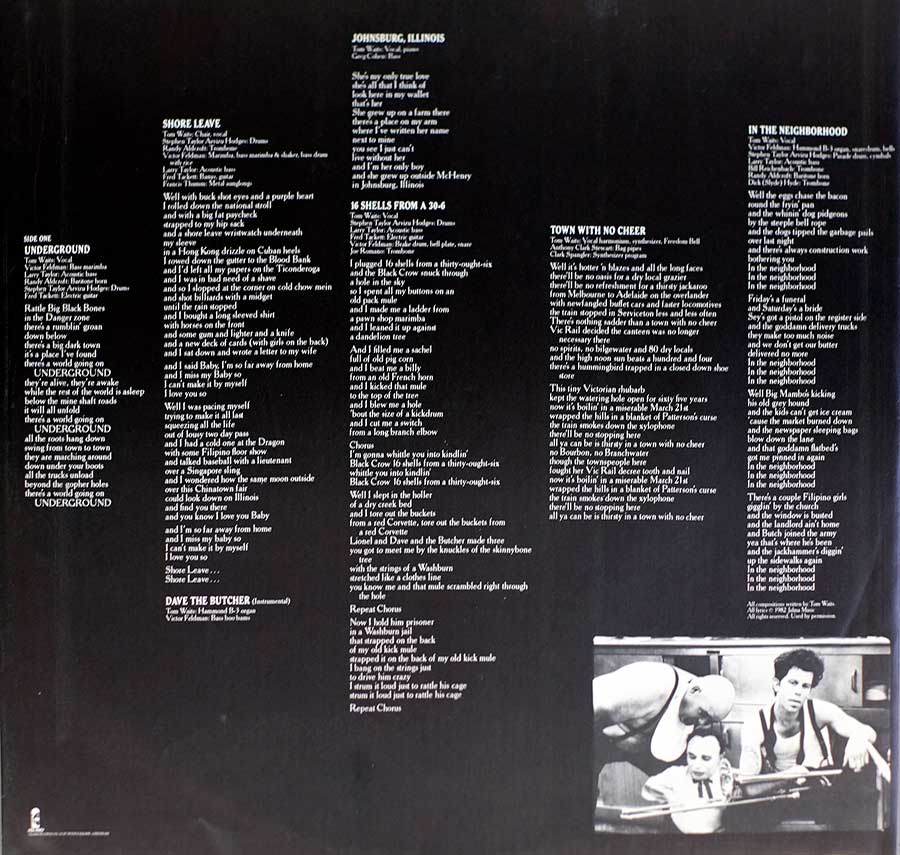 TOM WAITS - Swordfishtrombone 12" LP VINYL ALBUM custom inner sleeve