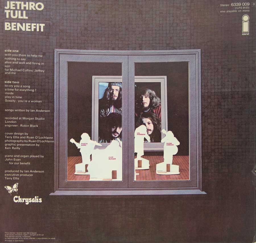 Photo of album back cover JETHRO TULL - Benefit 12" Vinyl LP Album + Huge Poster