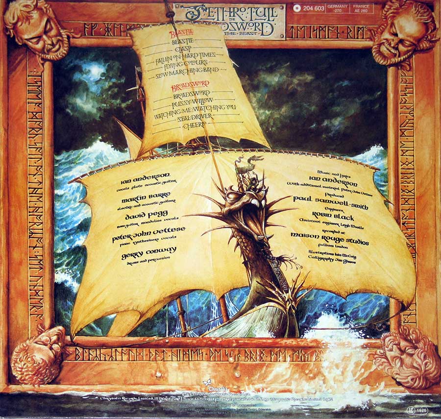 Jethro Tull - Broadsword & the Beast European Release 12" Vinyl LP 
 back cover