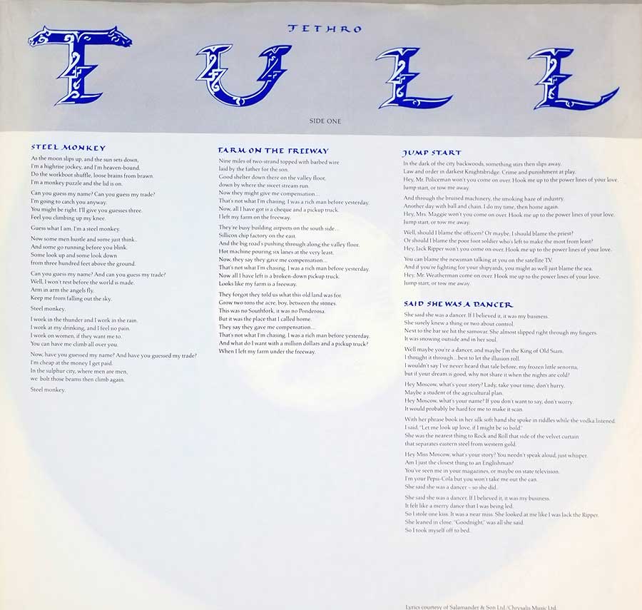 JETHRO TULL - Crest Of A Knave 12" LP ALBUM VINYL 
 custom inner sleeve