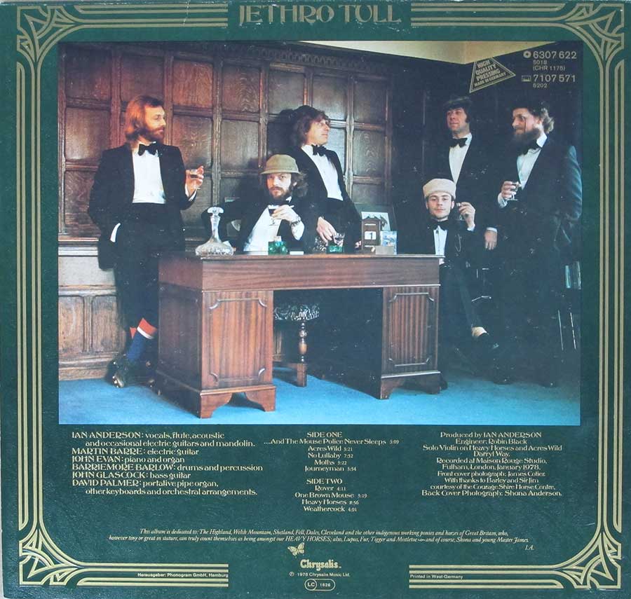 Photo of the Jethro Tull band-members all dressed in a Tuxedo 