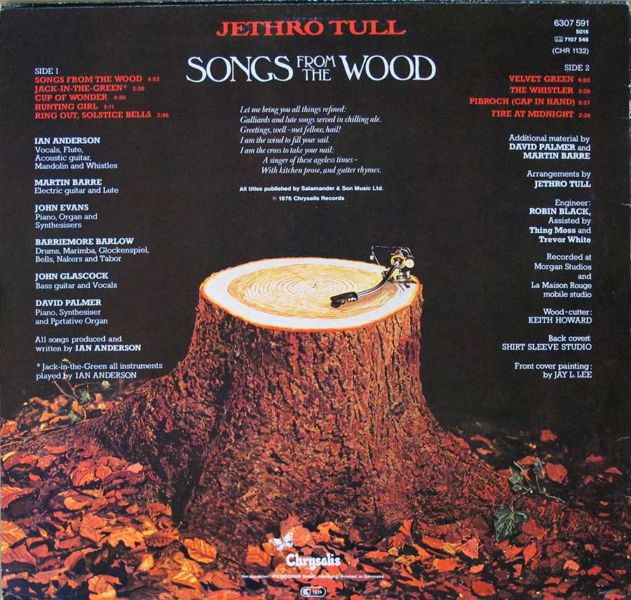 Photo of album back cover JETHRO TULL - Songs From The Wood 12" Lp Vinyl Album