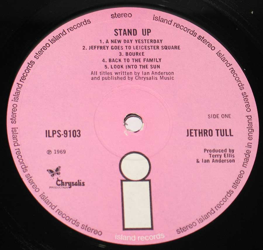 JETHRO TULL Stand Up Pop-Up Pink Chrysalis Label Album Cover 