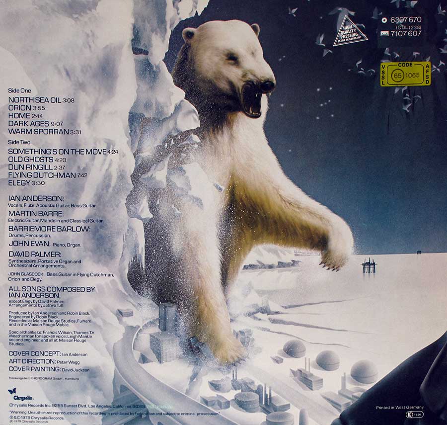 Photo of album back cover JETHRO TULL - StormWatch - West Germany Release 1979 12" LP Vinyl Album