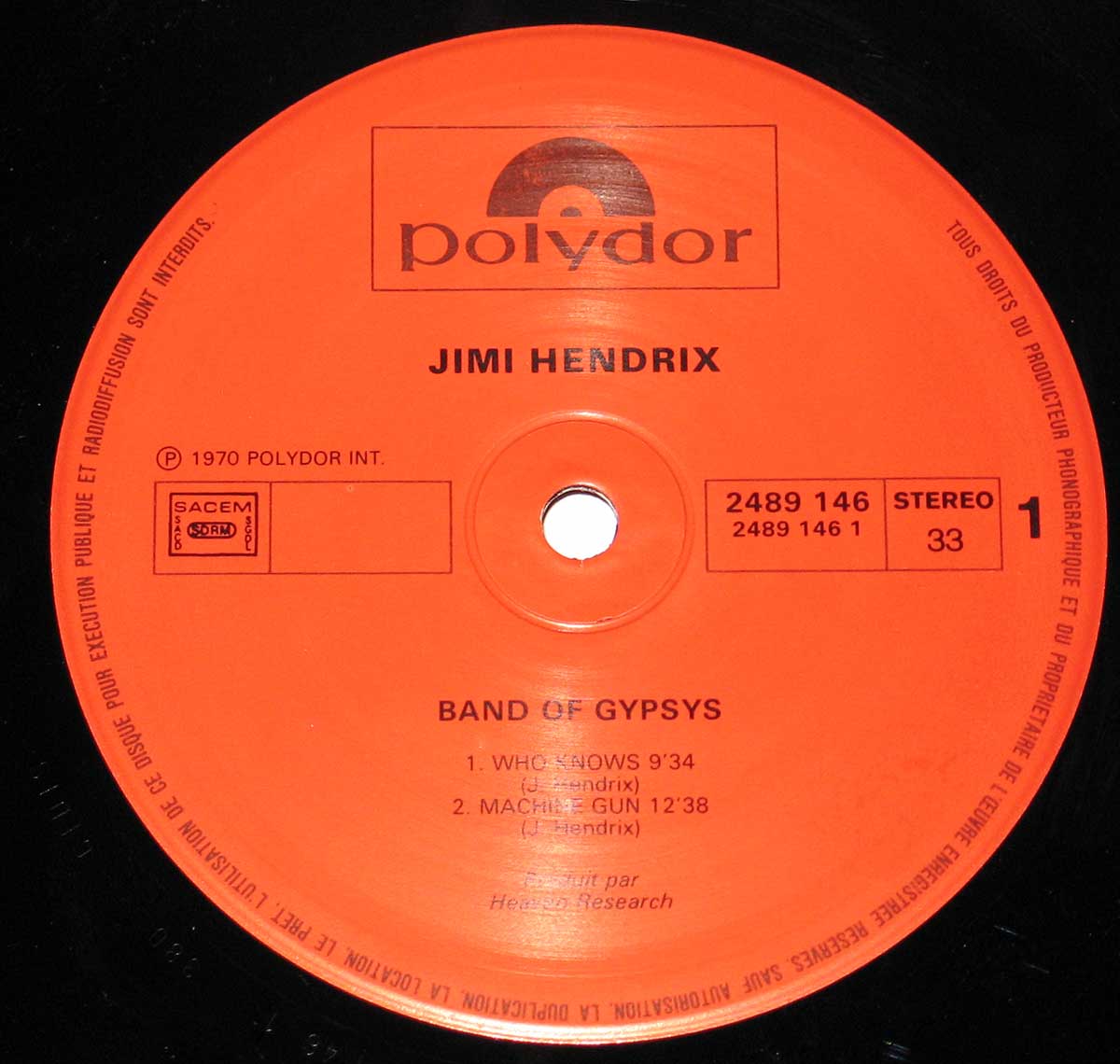 High Resolution Photo Jimi Hendrix - Band of Gypsys Vinyl Record