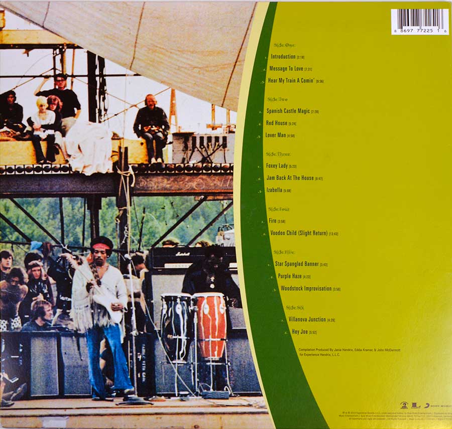 Photo of album back cover JIMI HENDRIX - Live at Woodstock 3LP 12" Vinyl LP Album 