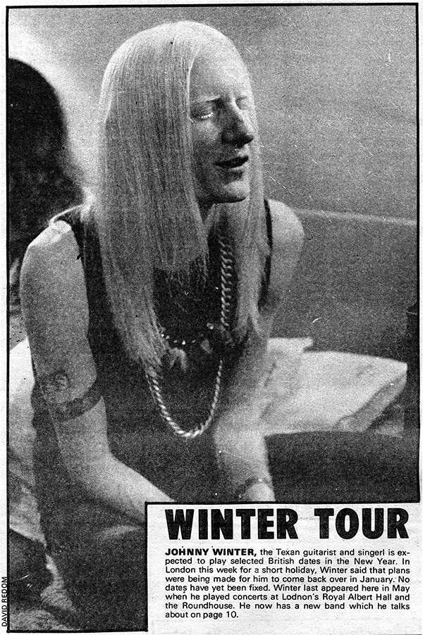 Photo of Winter Tour in Sounds Magazine October 1970 