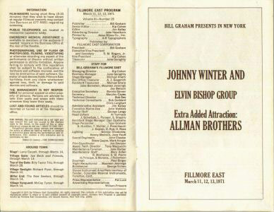 Photo of poster announcing Johnny Winter, Elvin Bishop, Allman Brothers Band 