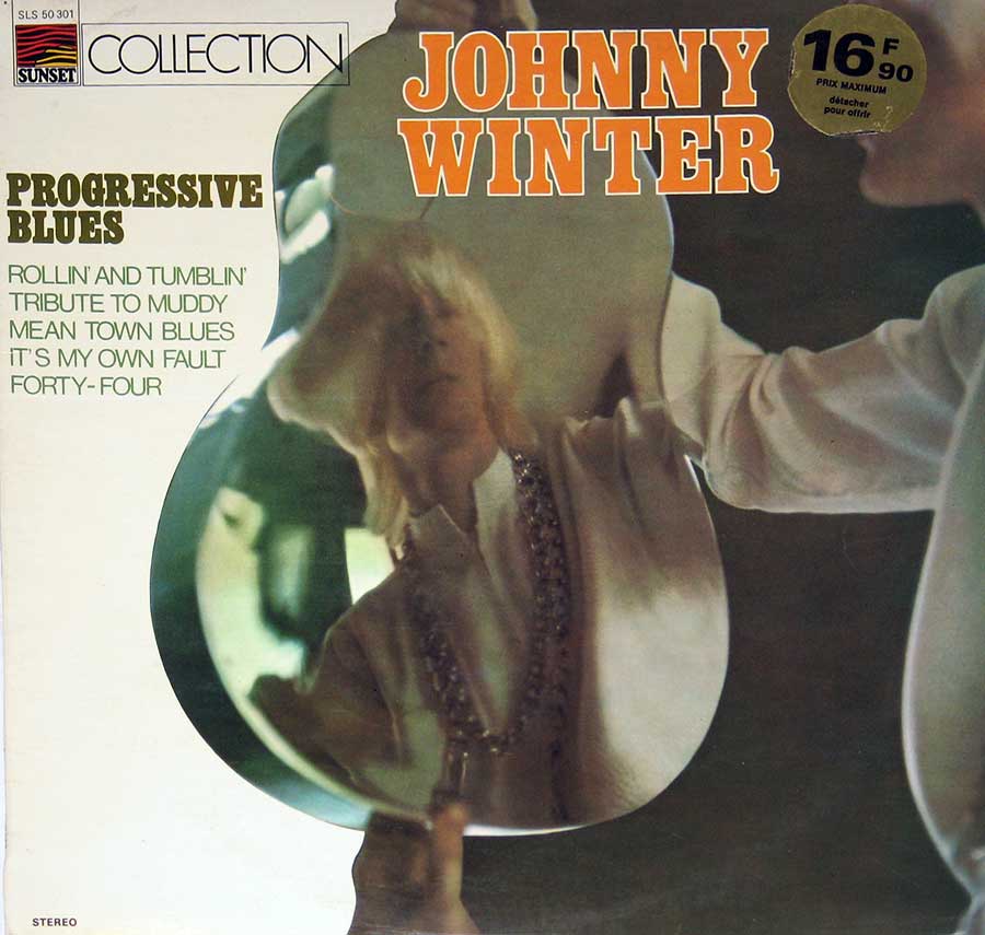 JOHNNY WINTER - Progressive Blues France Sunset SLS 50301 12" Vinyl LP Album front cover https://vinyl-records.nl