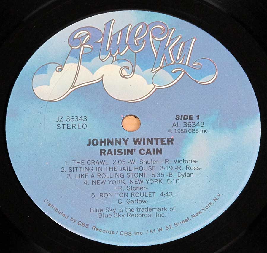 "Raisin Cain" Record Label Details: Blue Sky AL 363643 