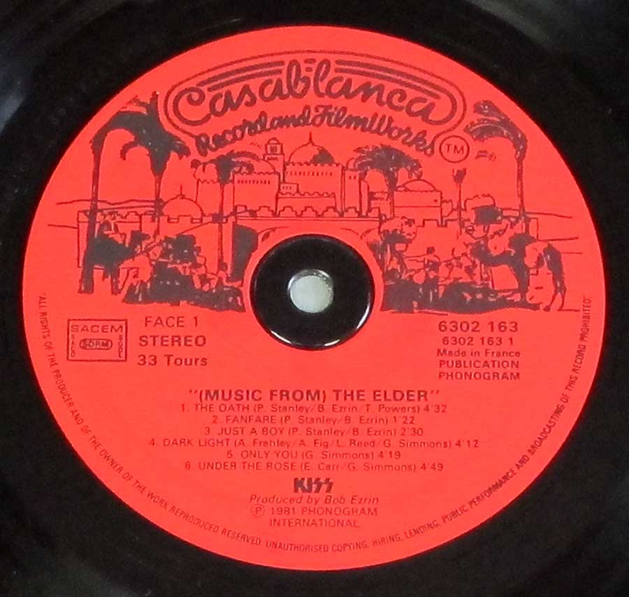 "Music From The Elder" Record Label Details: Red Colour CASABLANCA 6302 163 