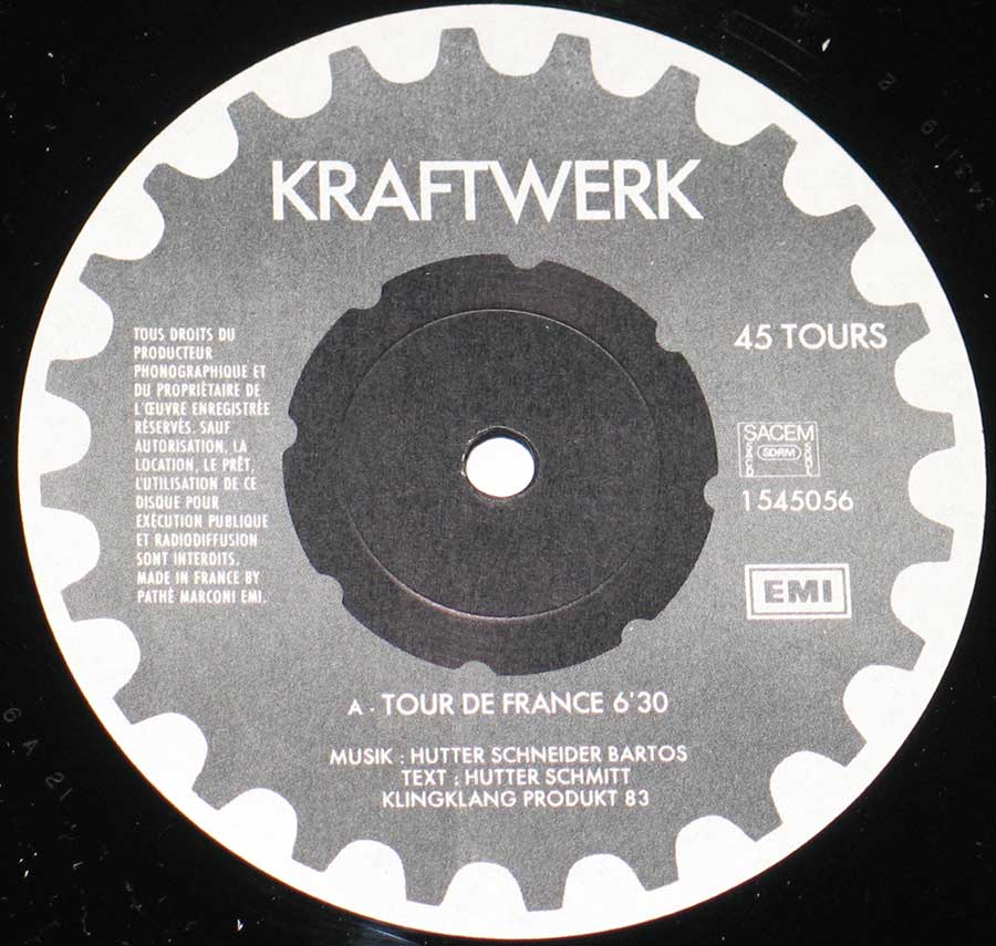 Close up of Side One record's label KRAFTWERK - Tour de France EP