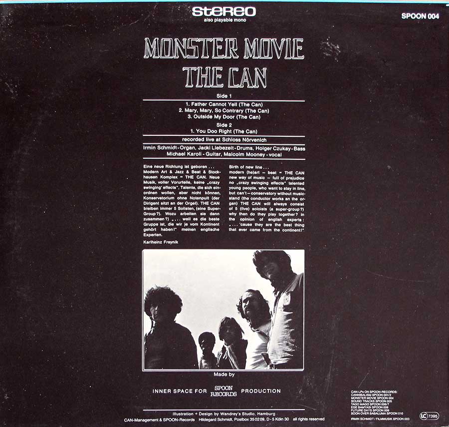 CAN - Monster Movie SPOON 004 Kraut 12" Vinyl LP Album back cover