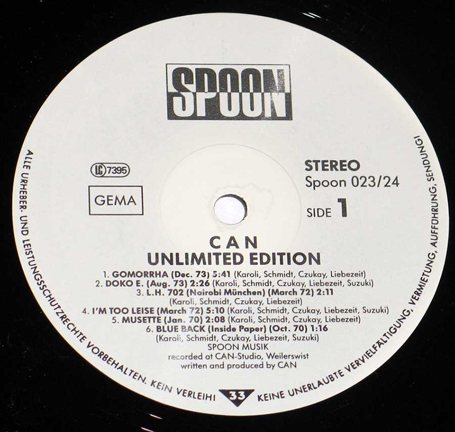 "Unlimited Edition" Record Label Details: Spoon 023/024 