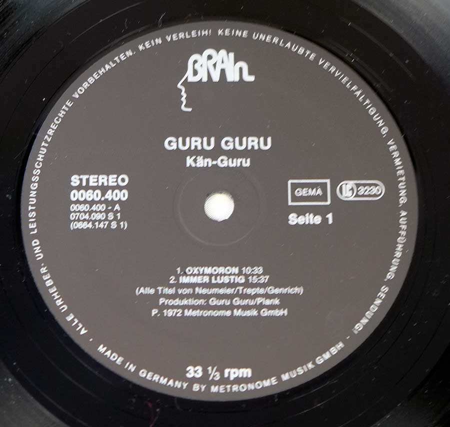 "Känguru" Black Colour Brain / Mettronome Record Label Details: Brain 0060.400 LC 3230 ℗ 1972 Metronome Musik GMBH Sound Copyright 