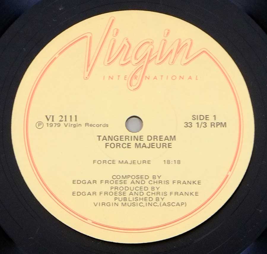 TANGERINE DREAM - Force Majeure USA Release 12" LP Vinyl Album enlarged record label