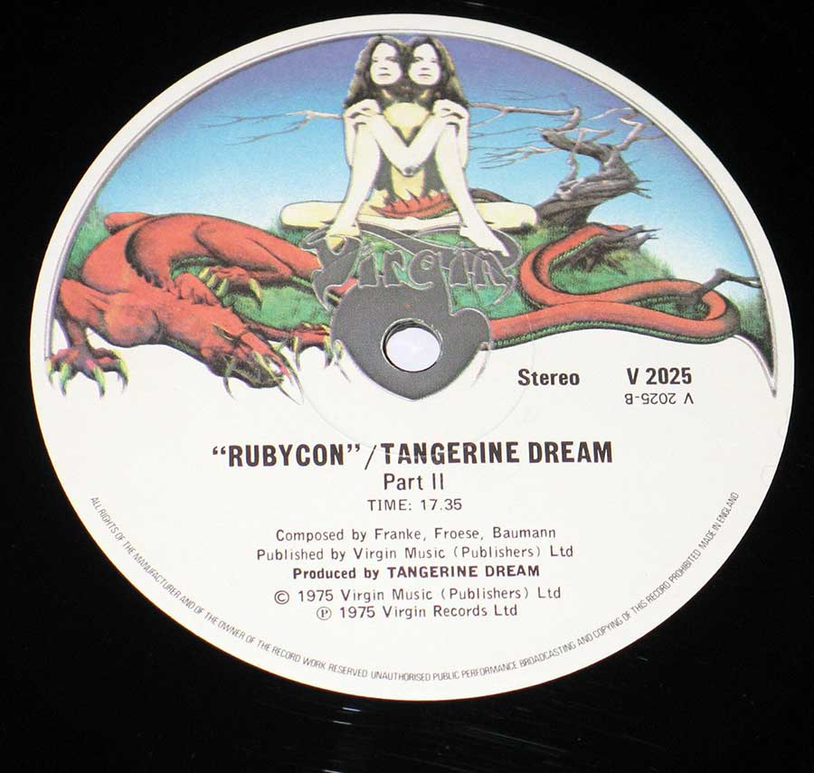 TANGERINE DREAM - Rubycon England Release 12" Vinyl LP Album enlarged record label