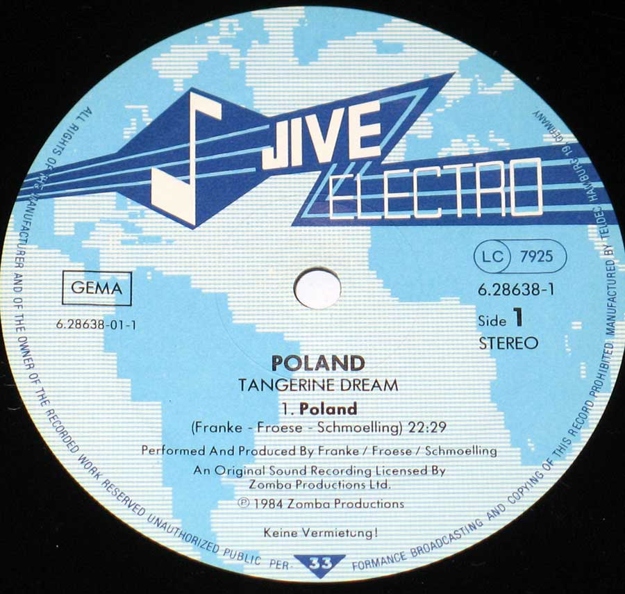 "Poland The Warsaw Concert" Record Label Details: Blue and White JIVE Electro 6.28638 ℗ 1984 Zamba Productions Sound Copyright 