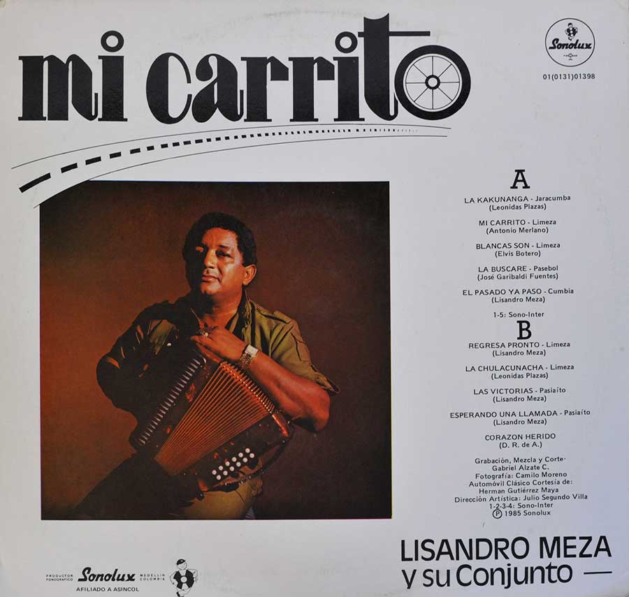 LISANDRO MEZA - Mi Carrito 12" Vinyl LP Album back cover