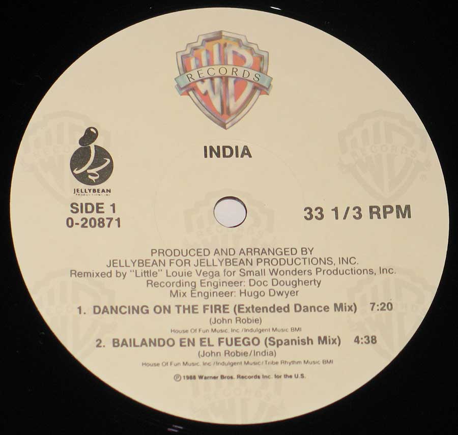 "Dancing On Fire" Record Label Details: Warner Bros (WB) Records Jellybean 0-20871 