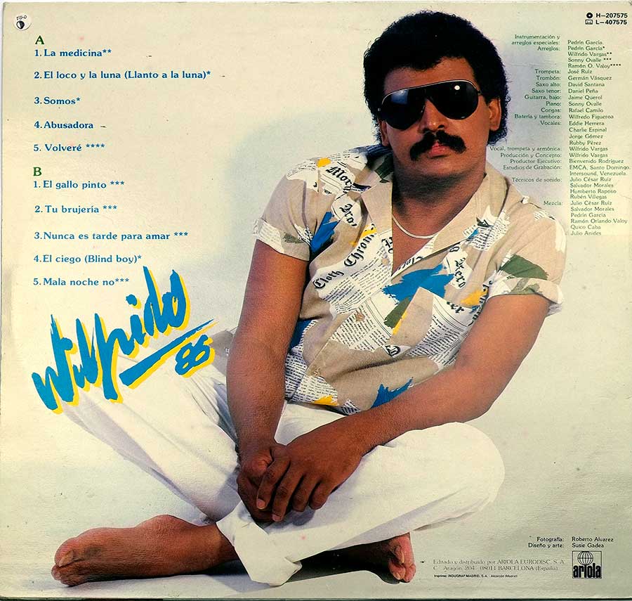 WILFRIDO VARGAS - La Medicina Merengue 12" LP ALBUM VINYL back cover