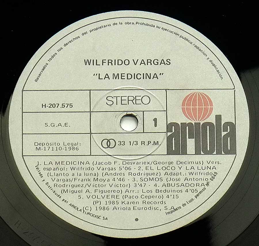 "La Medicina" Record Label Details: Ariola H-207.575 