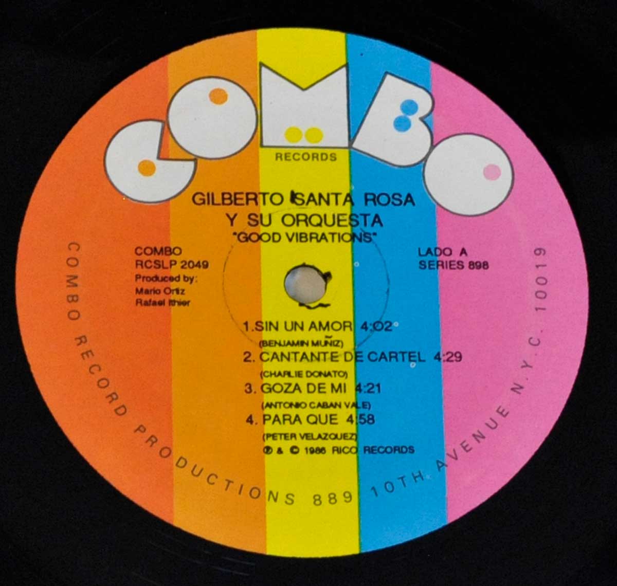 Close-up Photo of "GILBERTO SANTA ROSA - Good Vibrations" Record Label  