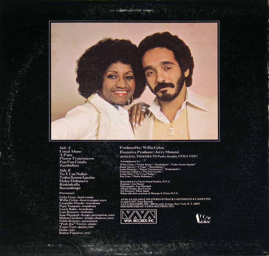 CELIA CRUZ & WILLIE COLON - Only They Could Have Made This Album Vaya Records 12" Vinyl LP Album back cover