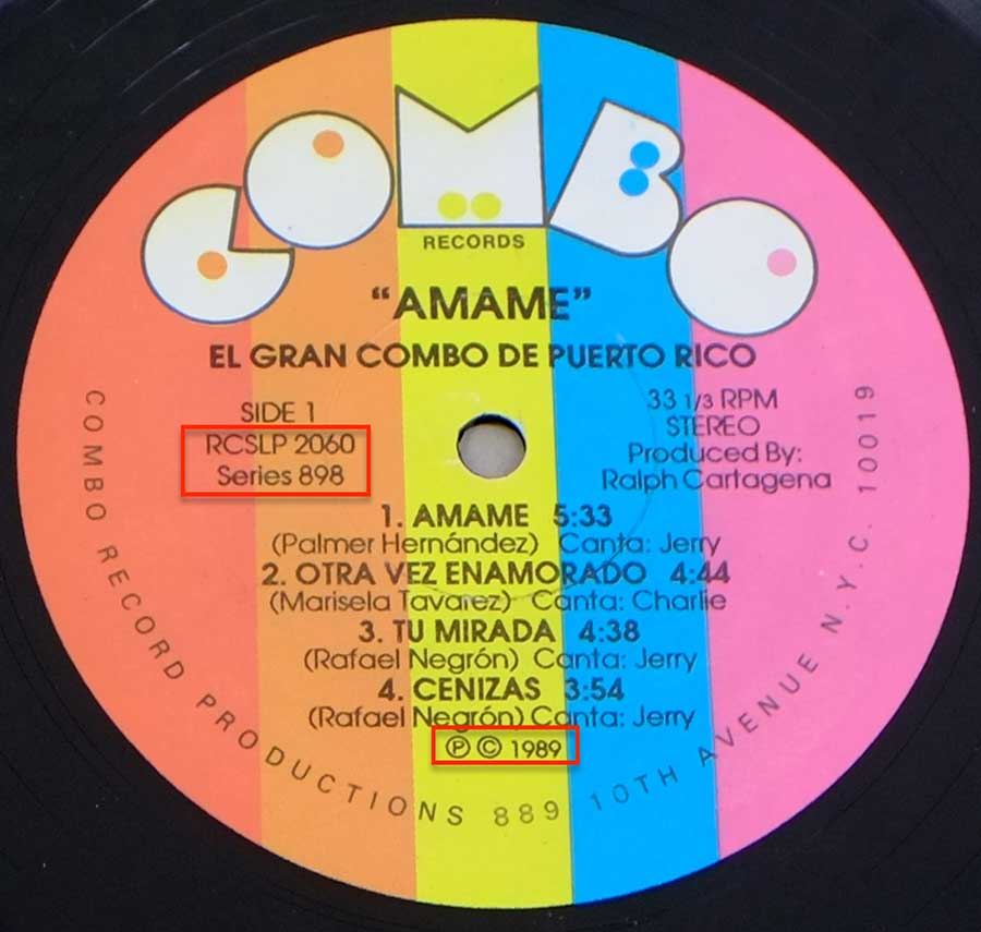 Combo Records Label Close-up Photo of "GRAN COMBO - Ameme"