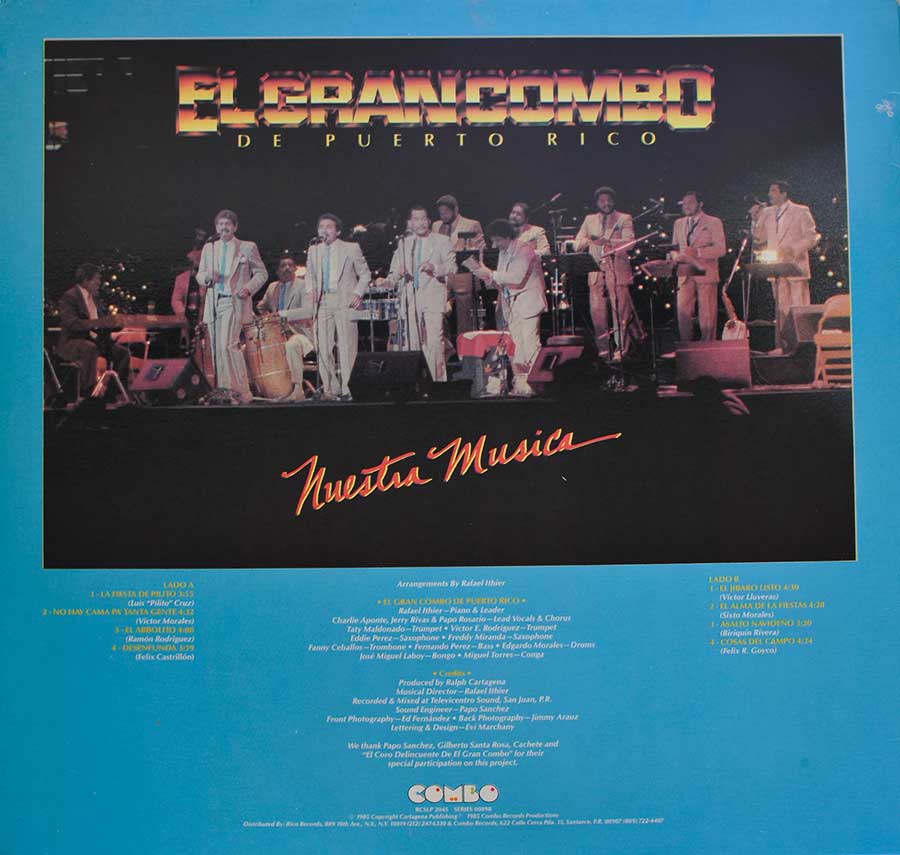 Back Cover  Photo of "EL GRAN COMBO DE PUERTO RICO Nuestra Musica" Album 