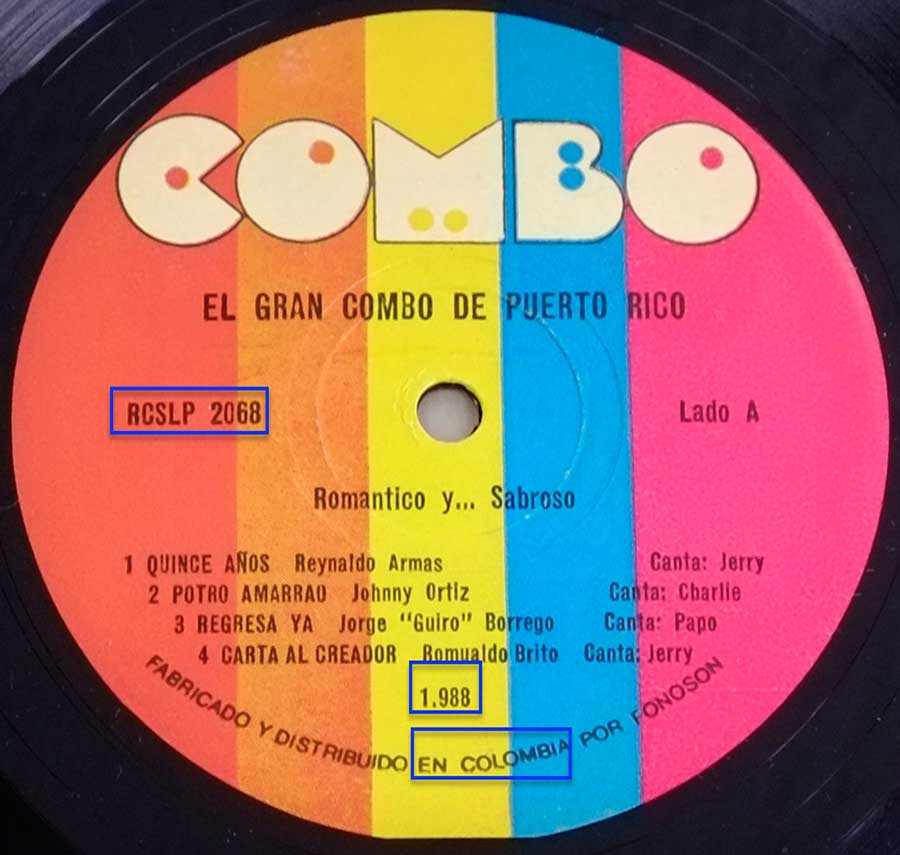 Close-up  Photo of Record Label for "GRAN COMBO - Romantico y Sabroso" 