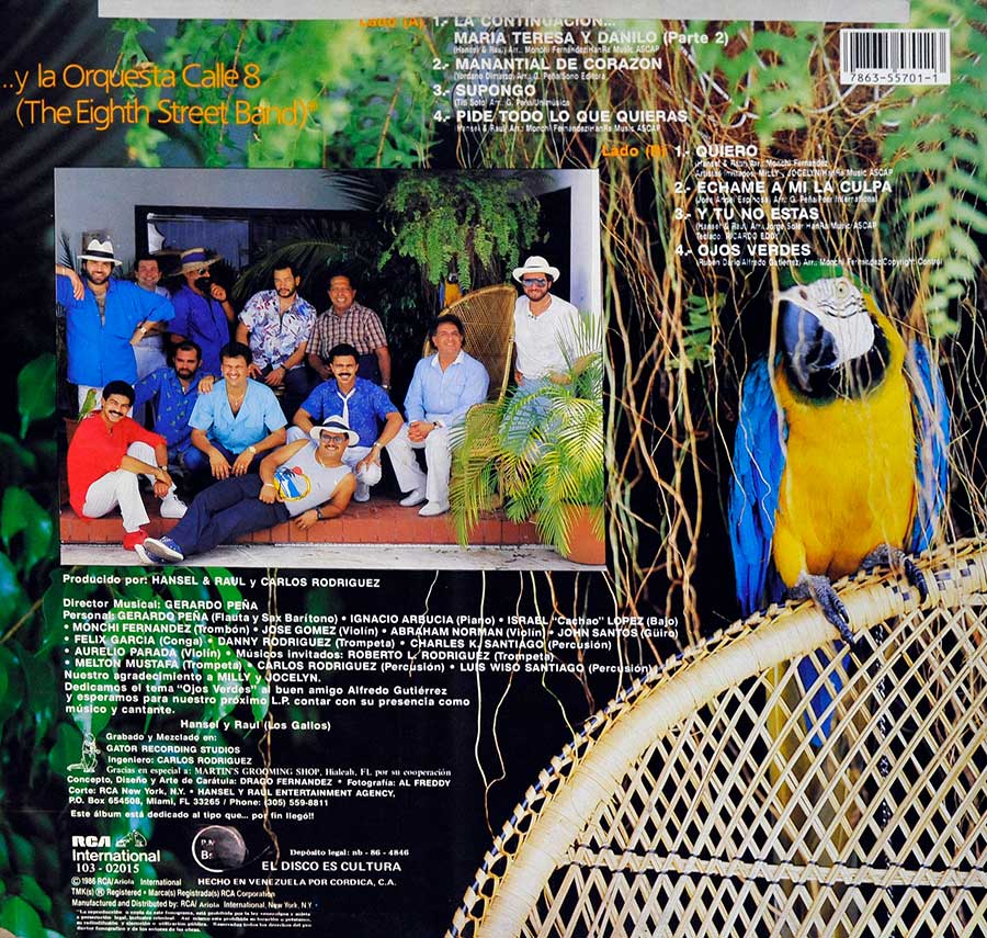 HANSEL & RAUL - Tropical - Latin Salsa Music 12" Vinyl Lp Album
 back cover