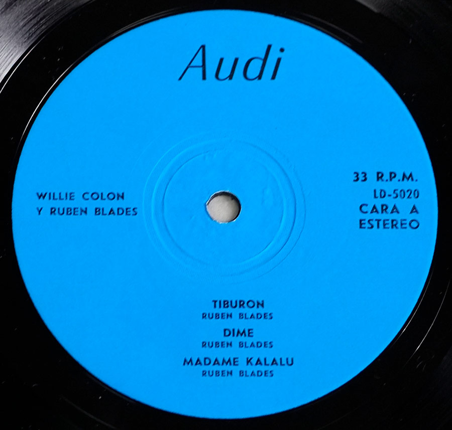 "WILLIE COLON y RUBEN BLADES" Solid Blue Colour Audi Record Label Details: LD-5020 
