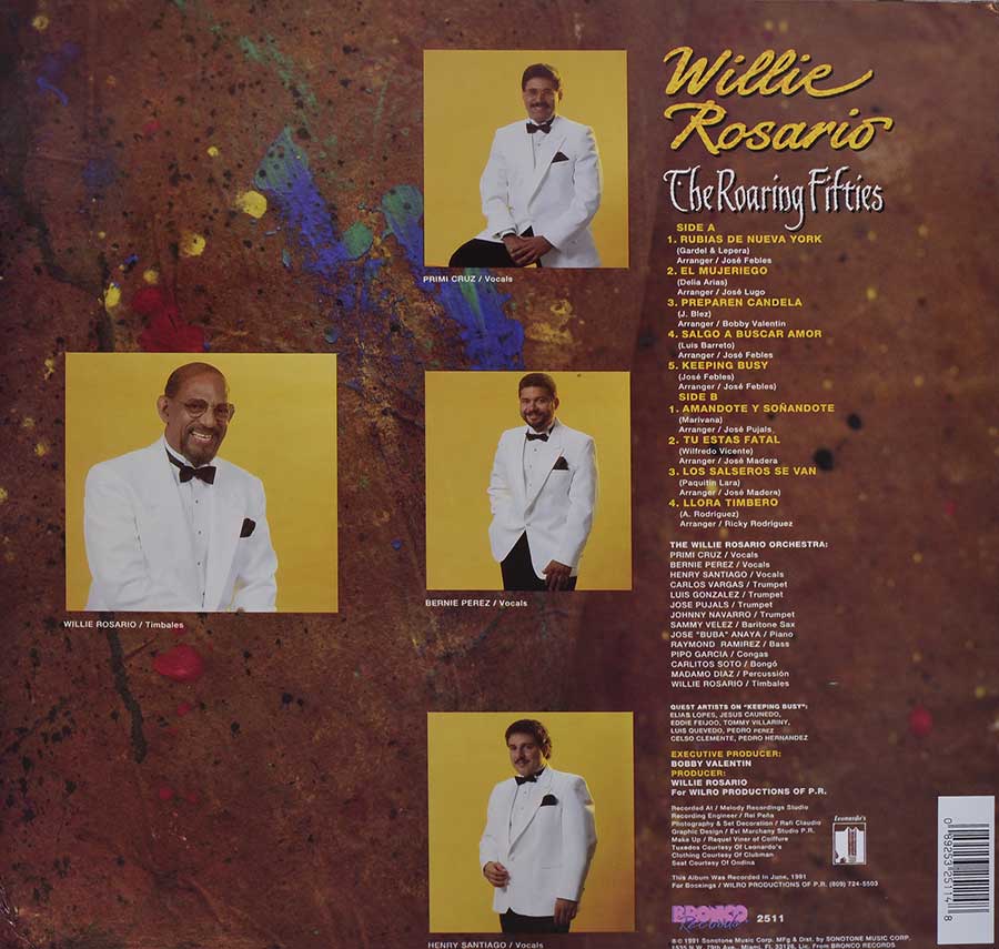 WILLIE ROSARIO - The Roaring Fifties 12" Vinyl LP ALbum album back cover