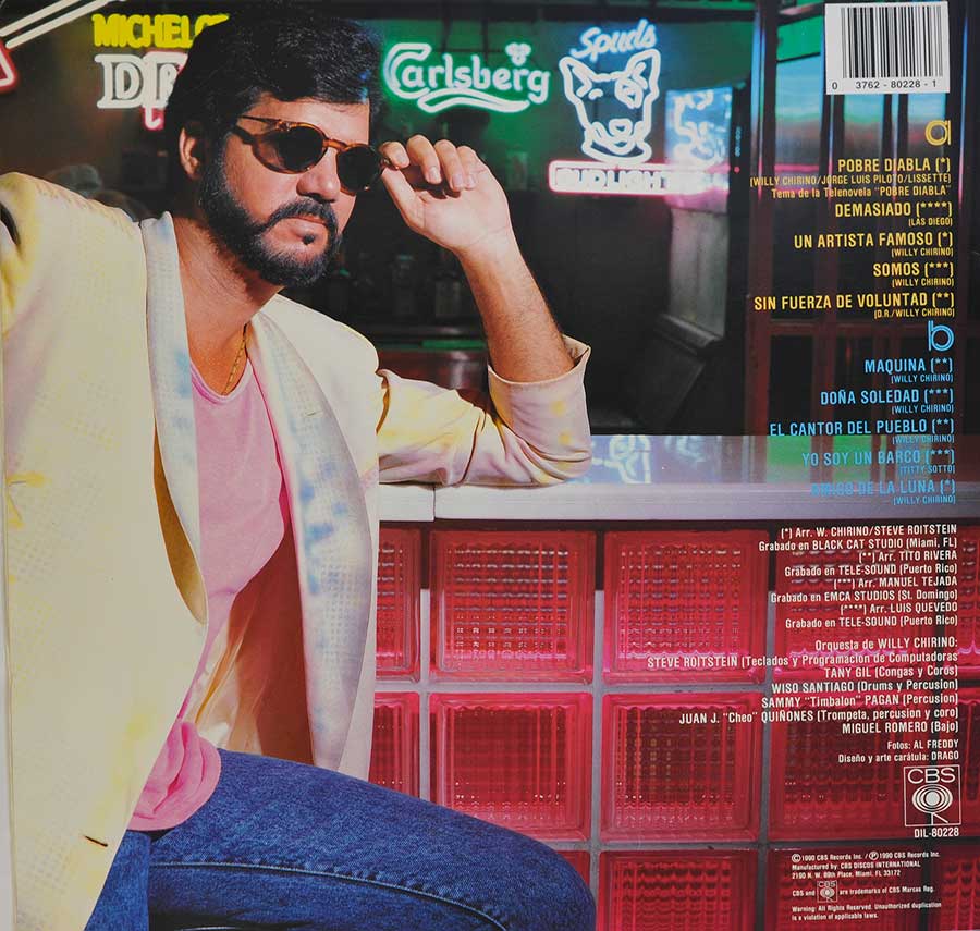 WILLY CHIRINO - Acuarela Del Caribe 12" LP Vinyl Album back cover