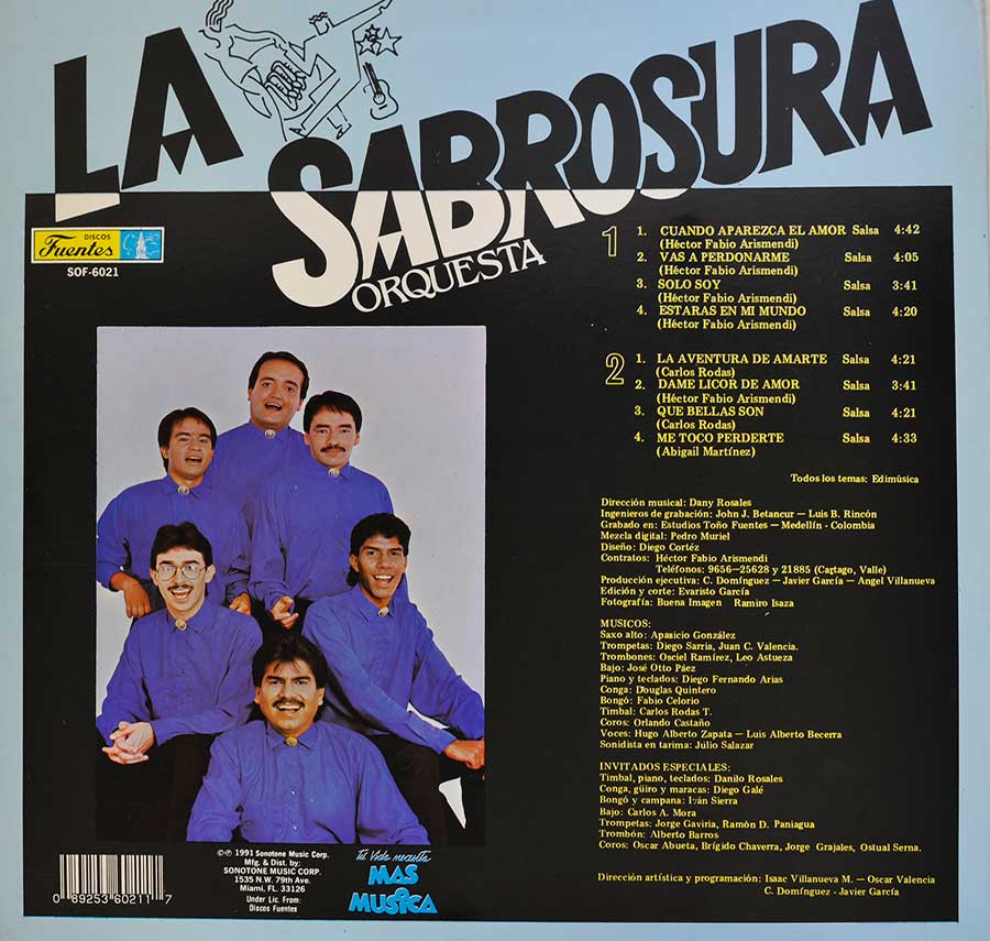 Back Cover  Photo of "ORQUESTA LA SABROSURA" Album