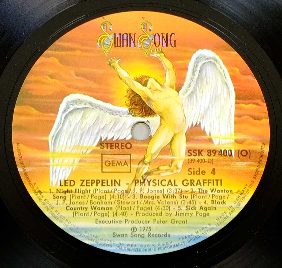 Close up of record's label LED ZEPPELIN - Physical Graffiti DOUBLE 12" 2LP ALBUM VINYL Side Four