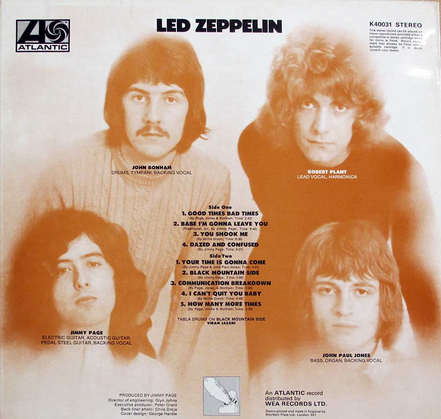 Photo of album back cover LED ZEPPELIN - Led Zeppelin I