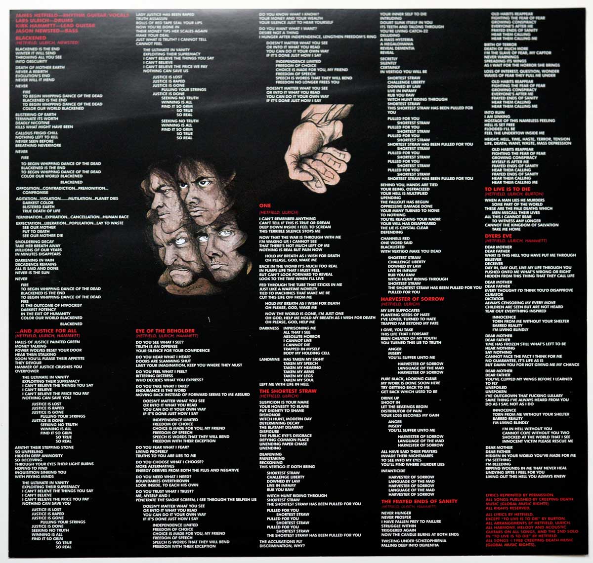 Photo of album back cover METALLICA - And Justice For All Blackened Records 180Gr Vinyl 