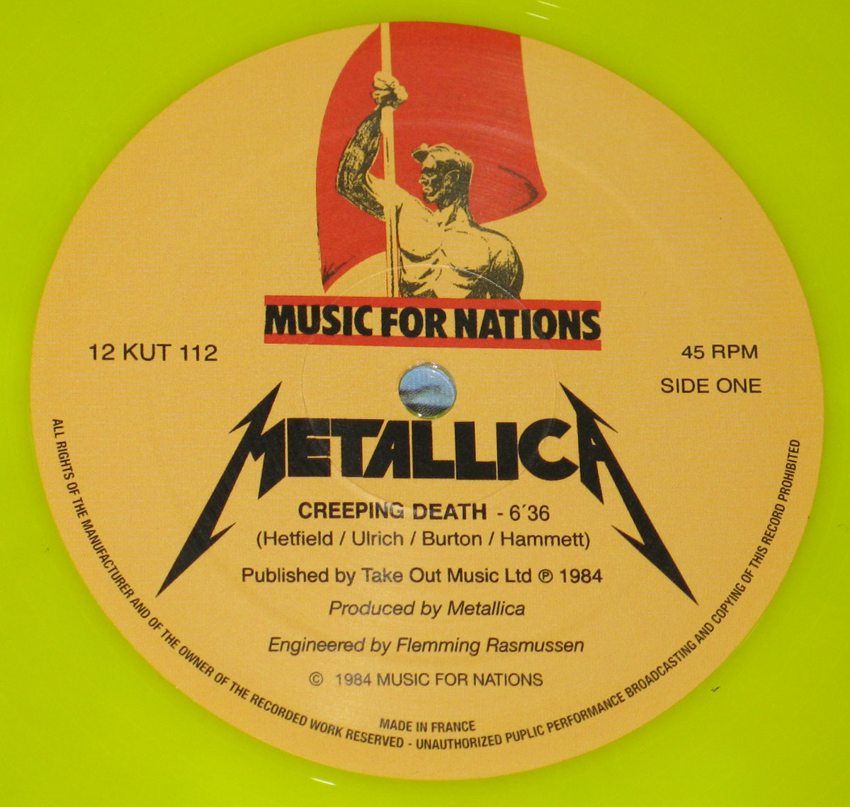 High Resolution Photo of Metallica Creeping Death Yellow  Vinyl 