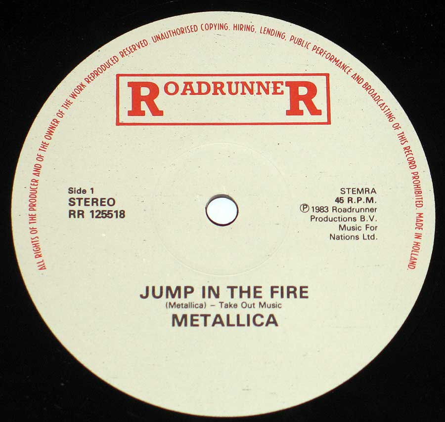 High Resolution Photo Metallica Jump in the Fire Netherlands Vinyl Record