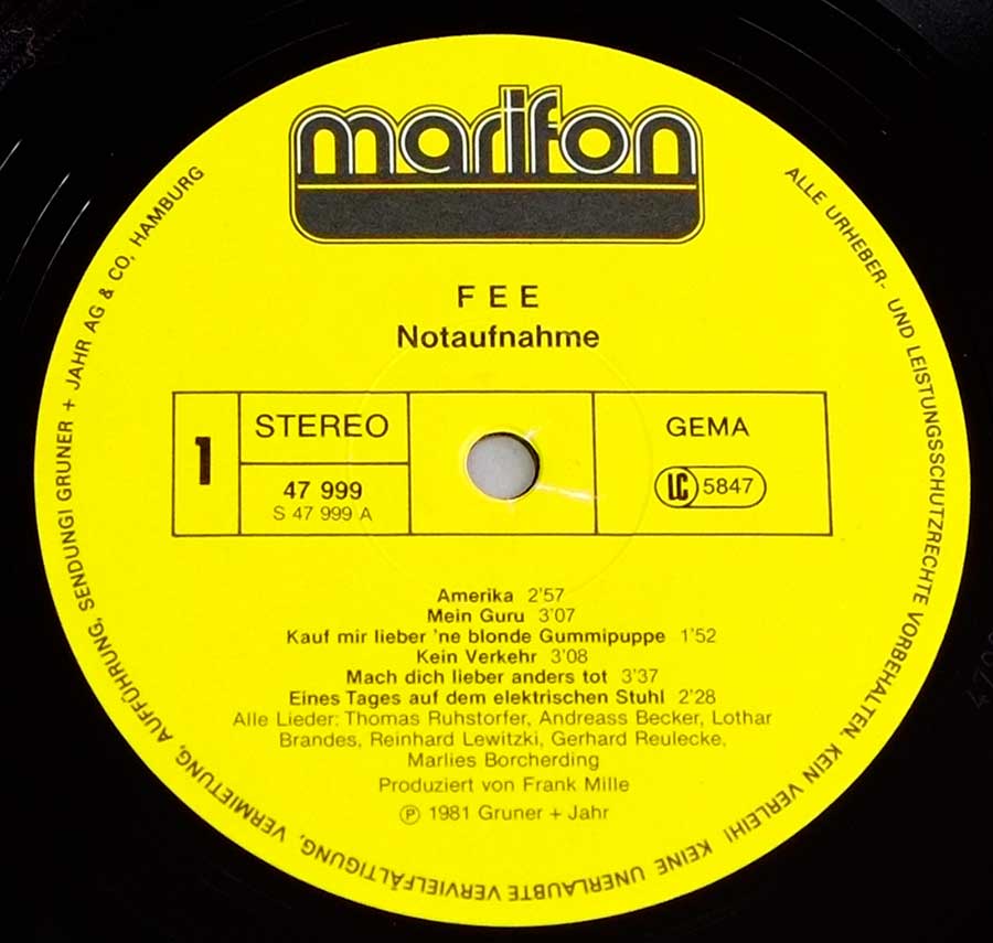 "Notaufnahme" Yellow Colour Marifon Record Label Details: MARIFON 47999 ℗ 1981 Gruner + Jahr Sound Copyright