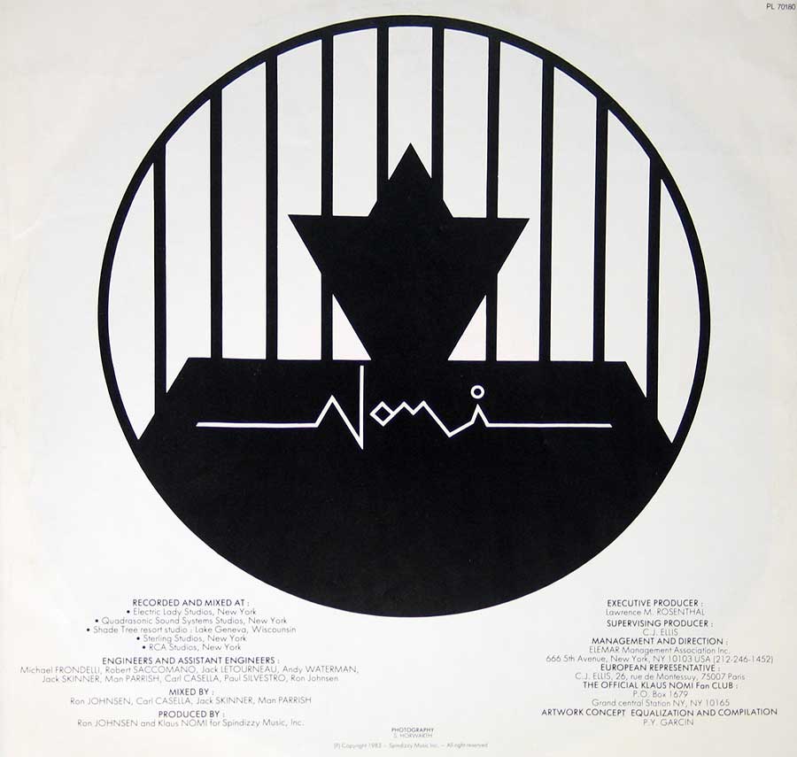 KLAUS NOMI - Encore - 12" Vinyl LP Album custom inner sleeve