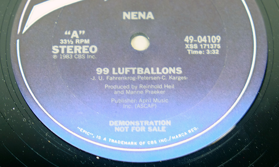 Record Label NENA 99 LUFTBALLONS DEMO DEMONSTRATION NOT FOR SALE 
