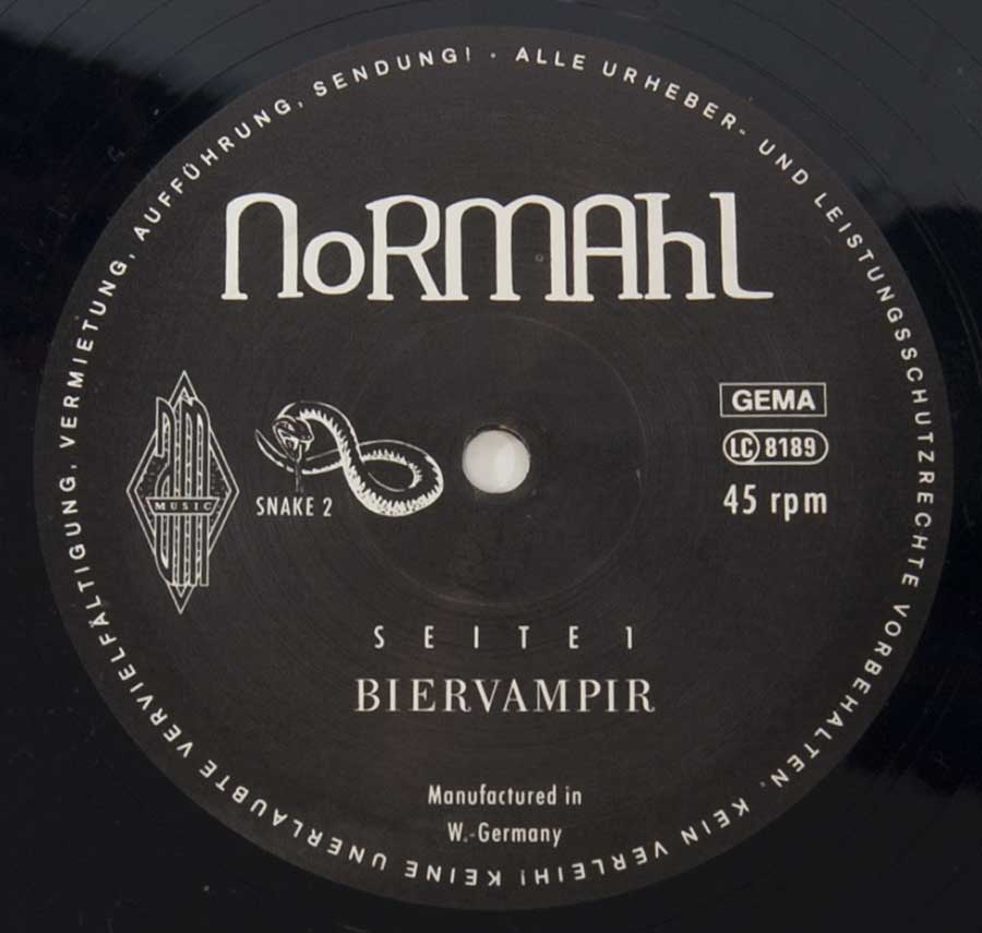NORMAHL - Biervampir / Der Hausmeister Vinyl Record enlarged record label