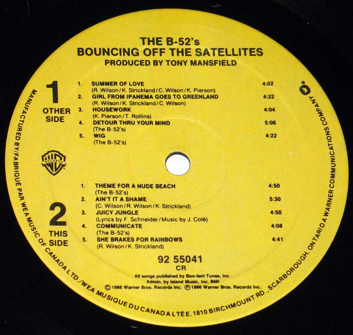 Front Cover Photo Of B52's - Bouncing off the Satellites 