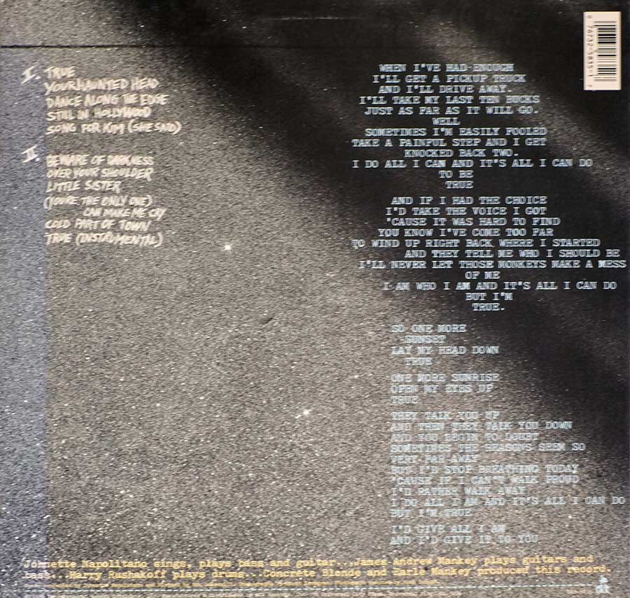 CONCRETE BLONDE - Self-Titled + Insert 12" LP VINYL ALBUM back cover