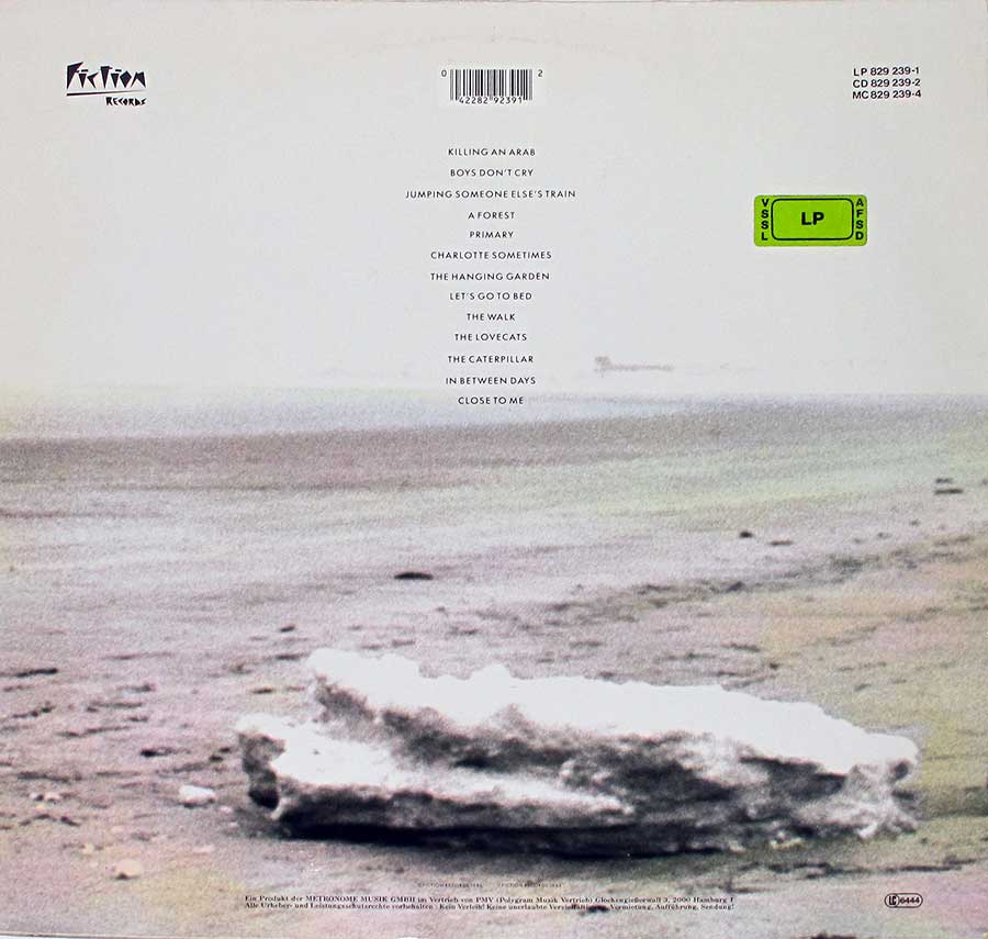 THE CURE - Standing On A Beach - The Singles Gatefold Cover 12" Vinyl LP Album back cover