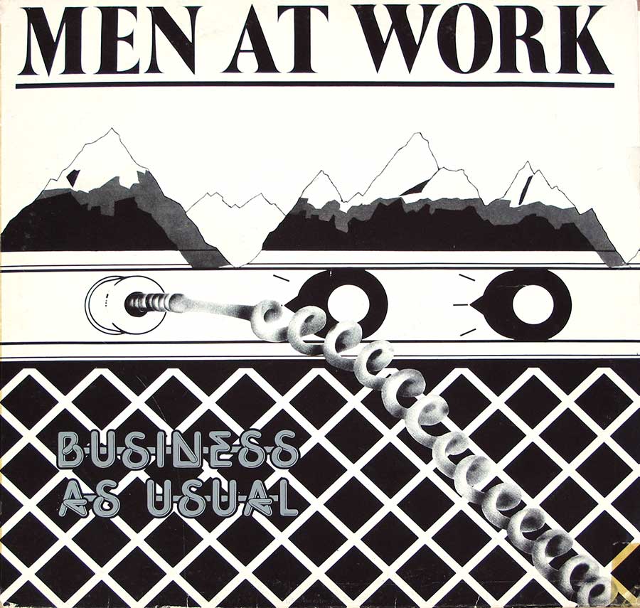 MEN AT WORK Business As Usual Italy Austrlian Black White 12" LP VINYL ALBUM album front cover