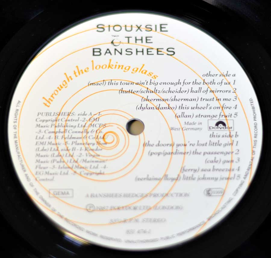 Close up of record's label SIOUXSIE & THE BANSHEES - Through The Looking Glass Side Two